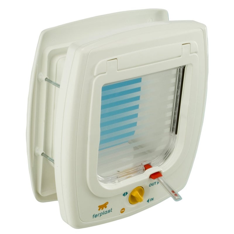 Ferplast Cat Door 'Swing 7' w/ 4-Way Locking System w/Magnetic Key | Universal Pet Door in White for Interior & Exterior Use Ideal for Small Cats & Dogs Up to 12 Pounds - Image 1